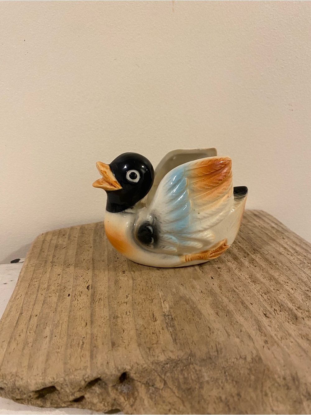Vintage Ceramic Duck Planter - Multicolor